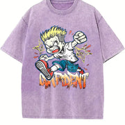 Cartoon Confident Tank Vintage Washed T-Shirt in Purple