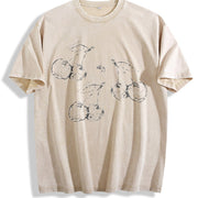 Cherries 90s Retro ® Y2k Cherry Vintage Washed T-Shirt in Beige