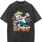 Cartoon Confident Tank Vintage Washed T-Shirt in Black