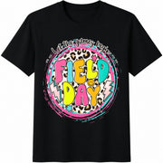 Retro Field Day Teacher Friendship Bracelet Cotton T-Shirt in Black