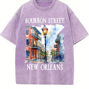 Bourbon Street New Orleans Vintage Washed T-Shirt in Purple