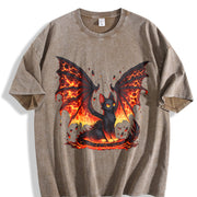 Black Cat & Wing Blouse Vintage Washed T-Shirt in Brown