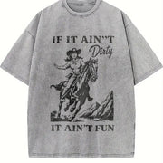 Western Cowgirl Clipart Vintage Washed T-Shirt in Gray