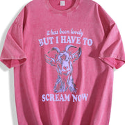Retro Goat I Have to Scream Now 90's Vintage Washed T-Shirt in Red