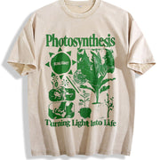 Photosynthesis Retro Botanical 90s Y2K Science Vintage Washed T-Shirt in Beige