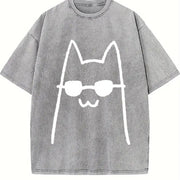 Pure a of a 'Proud Cat'. This Street Is a Basic Loose Vintage Washed T-Shirt in Gray
