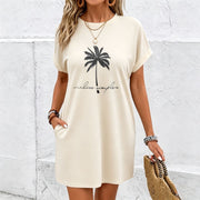 Long Home Dress and Light Beige-friendly Cotton T-Shirt in White