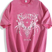 Distressed Skull and Crossbones Vintage Washed T-Shirt in Red