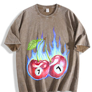 7 Ball Cherry on Fire Vintage Washed T-Shirt in Brown