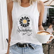 When You Cant Find the Sunshine Be the Sunshine Crew-neck Women's Color Cotton Tank Top in White