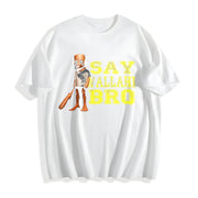 Premium Tung Speed Brainrot Say Wallahi Bro Meme Cotton T-Shirt in White