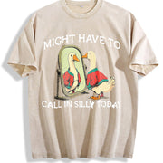 Premium Goose Might Have to Call in Silly Today Vintage Washed T-Shirt in Beige