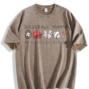 Baseball Mama for Game Day Vintage Washed T-Shirt in Brown