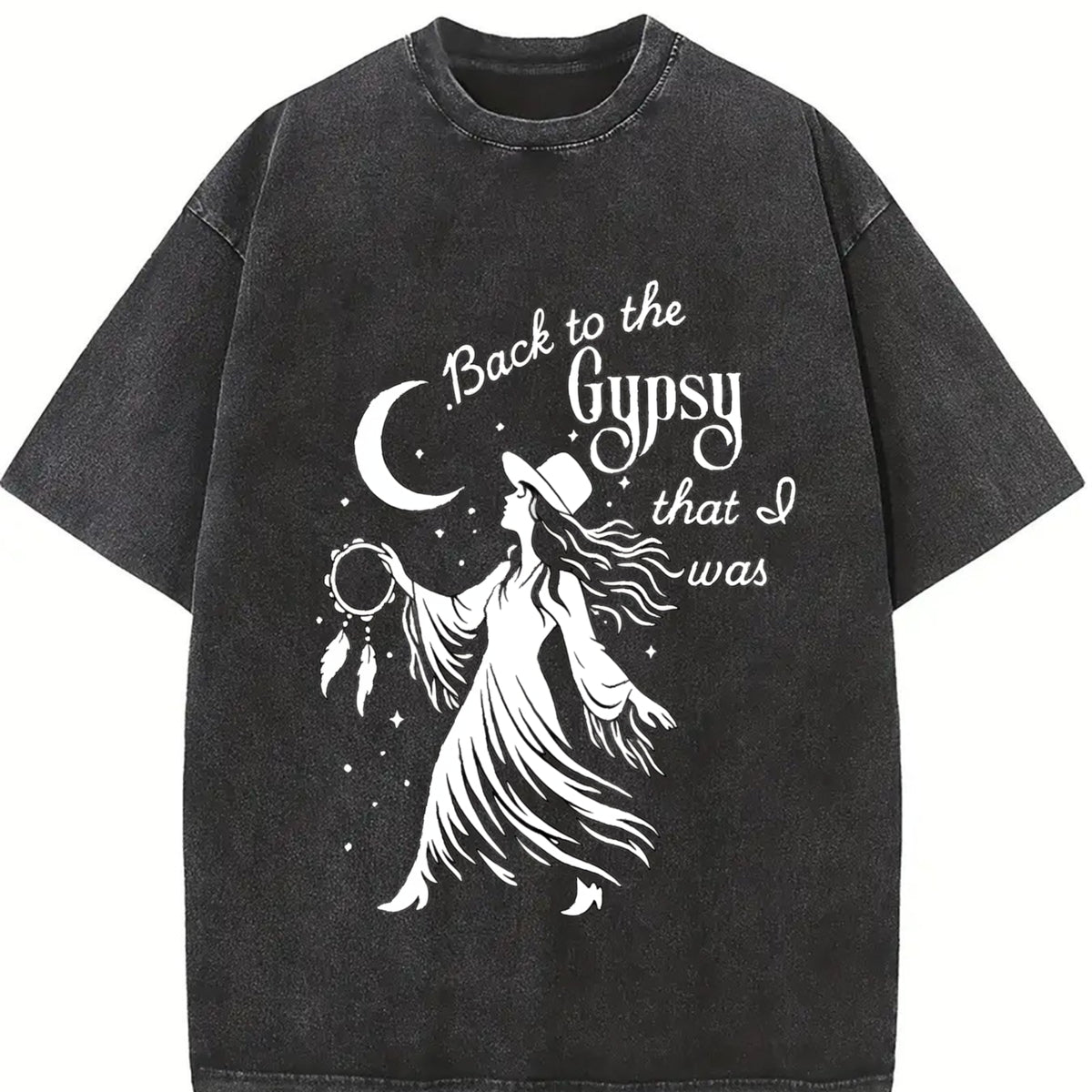 Back to the Gypsy I Was Vintage Washed T-Shirt in Black