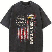 Retro Usa 250 250th Usa Flag Vintage Washed T-Shirt in Black