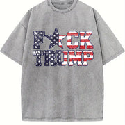 Fuck Trump USA Flag Vintage Washed T-Shirt in Gray