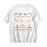 Blue Ribbon Goose Retro Goose Cotton T-Shirt in White
