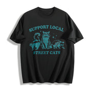 Support Local Street Cats Cotton T-Shirt in Black