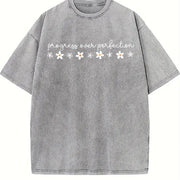Progress Over Perfection Inspirational Teacher Vintage Washed T-Shirt in Gray
