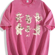 Animal Musicians 90s Vintage Washed T-Shirt in Red