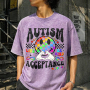 Autism Acceptance Mom Autism Vintage Washed T-Shirt in Purple
