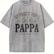 Custom My Favorite People Call Me Papa Vintage Washed T-Shirt in Gray