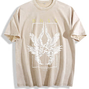 Fear Not Luke 2:10 Seraphim Jesus Christian Gym or vintage washed oversized T-shirt in Beige