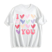 Valentine's Day Loose- Basic Stylish Cotton T-Shirt in White