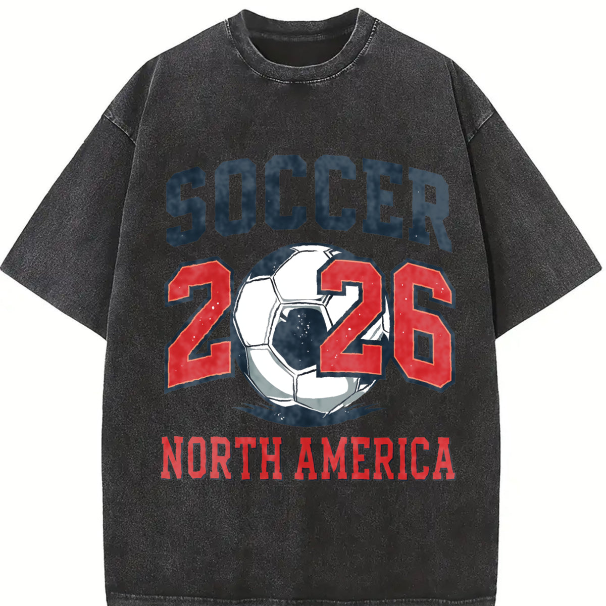 Soccer 2026 North America Vintage Washed T-Shirt in Black