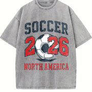 Soccer 2026 North America Vintage Washed T-Shirt in Gray