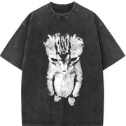 Sad Meme Cat Animal Vintage Washed T-Shirt in Black