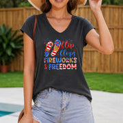 Sleeveless American Flag Vest Women's Color Cotton Tank Top in Gray