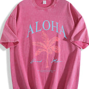 Aloha Palm Tree vintage washed oversized T-shirt in Red