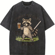 Adhd Raccoon Mental Health vintage washed oversized T-shirt in Black