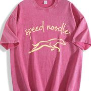 Speed Noodle Greyhound Lover Vintage Washed T-Shirt in Red