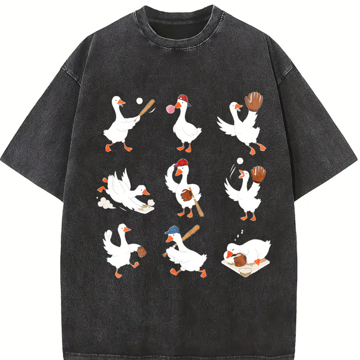 Silly Goose Baseball Vintage Washed T-Shirt in Black