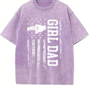 Girl Dad Proud Dad of Girl Vintage Washed T-Shirt in Purple