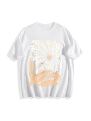 Boho Floral Bold Floral Cotton T-Shirt in White