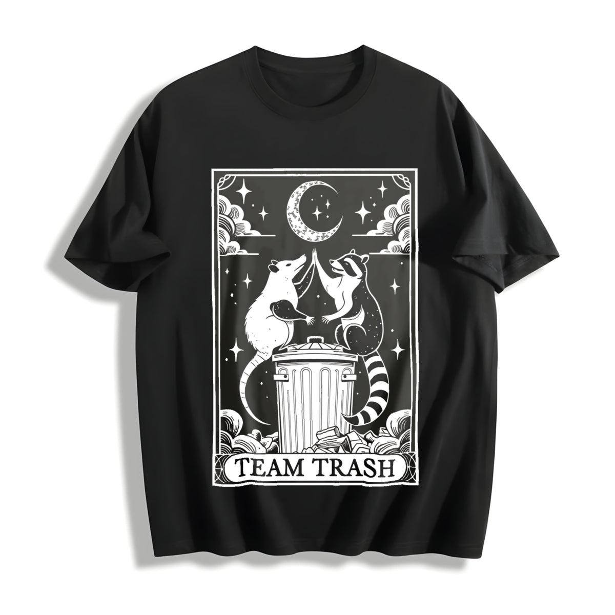 Team Trash Tarot Card Cotton T-Shirt in Black