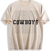 Cowboys Family Team Mascot Vintage Washed T-Shirt in Beige