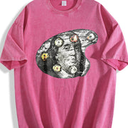 Benjamin Franklin Money High Neck Vintage Washed T-Shirt in Red