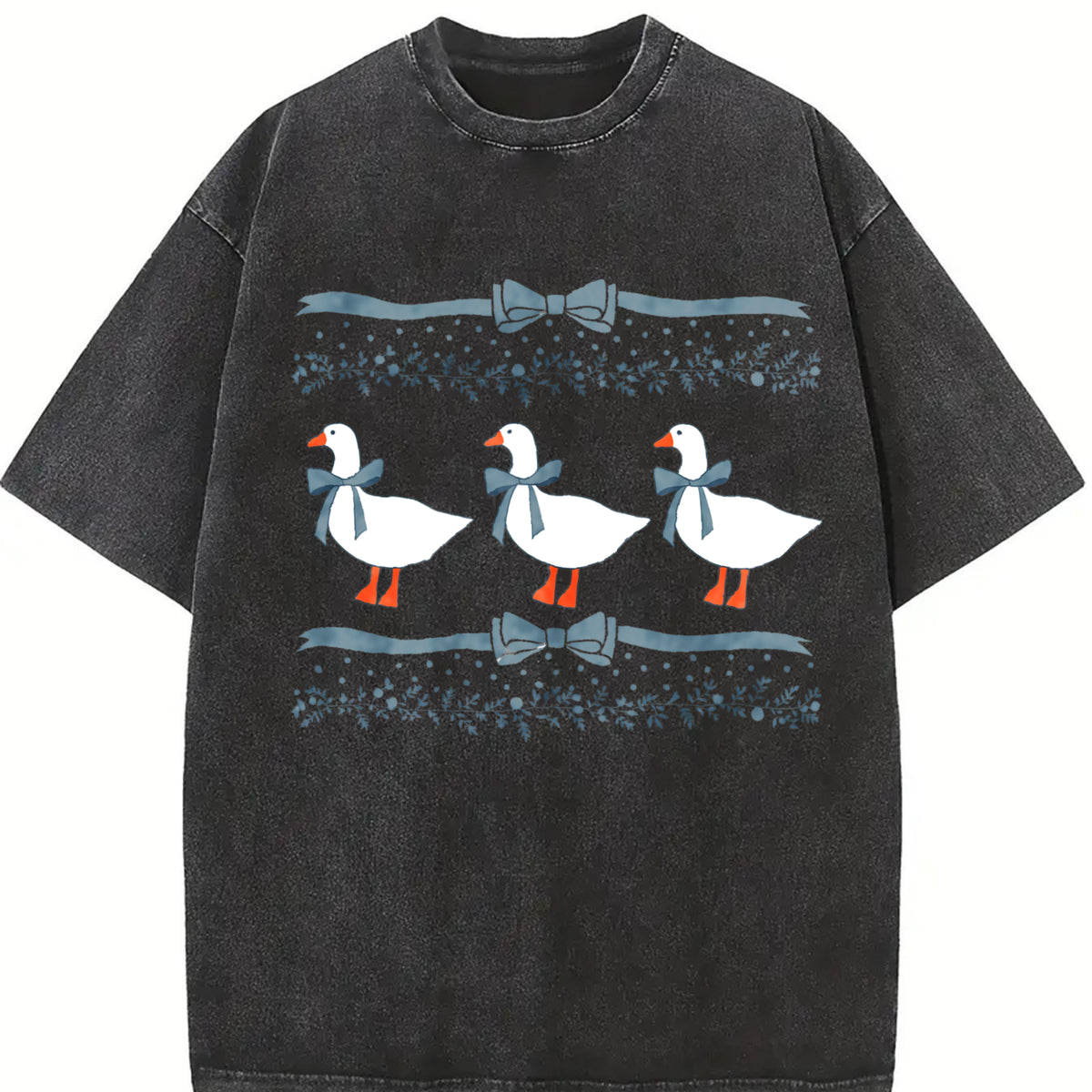 1980s Blue Ribbon Goose With Hearts Ugly Duck vintage washed oversized T-shirt in Black