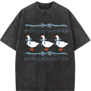 1980s Blue Ribbon Goose With Hearts Ugly Duck vintage washed oversized T-shirt in Black