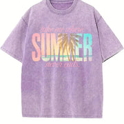 Take Me Where Summer Never Ends Vintage Washed T-Shirt in Purple