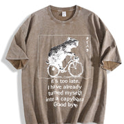 It's Too Late, I've Already Turned Into a Capybara Vintage Washed T-Shirt in Brown