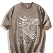 Dragon Fantasy Retro Dragon Vintage Washed T-Shirt in Brown