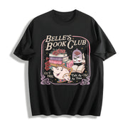 Belle Book Club Tale as Old as Time Belle Book Cafe Cotton T-Shirt in Black