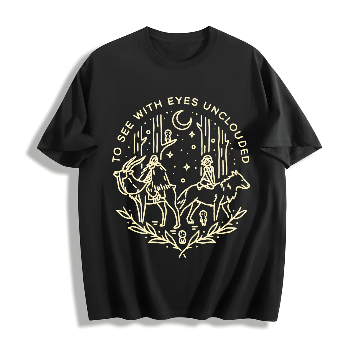 Princess Mononoke Acid 90s Cotton T-Shirt in Black