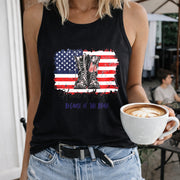 Home of the Free Because of the Brave Women's Color Cotton Tank Top in Black