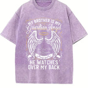 My Brother Is My Guardian Vintage Washed T-Shirt in Purple